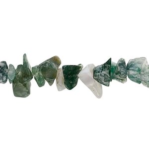 Moss agate 1pkg1, chip bead natural 32 inch medium