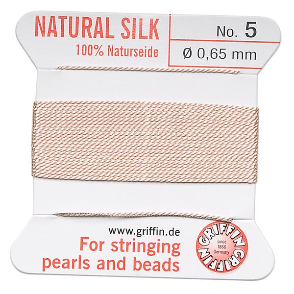 Thread, Griffin, silk, light pink, size #5. Sold per 2-meter card (approximately 78 inches). image number 0