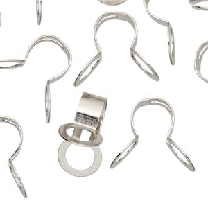 Ball chain connector, nickel-finished "pewter" (zinc-based alloy), 17x9mm, fits 6mm ball chain. Sold per pkg of 12.