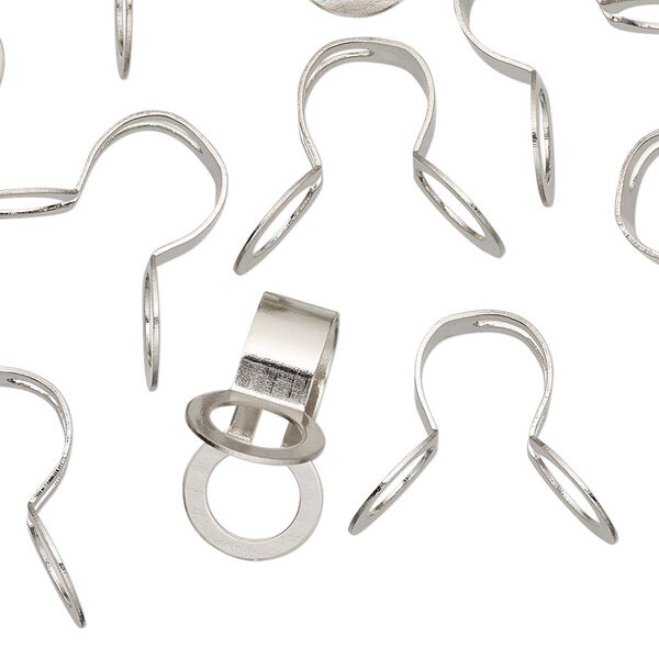 Ball chain connector, nickel-finished "pewter" (zinc-based alloy), 17x9mm, fits 6mm ball chain. Sold per pkg of 12. image number 0