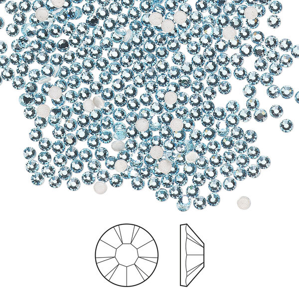 Flat back 144pk aquamarine foil back, Preciosa MAXIMA Czech crystal hotfix rhinestone 1.9-2.1mm chaton rose round SS6 image number 0