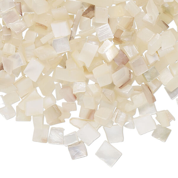Inlay chip, common hammer oyster shell (natural), mini undrilled chip, Mohs hardness 3-1/2. Sold per 1-ounce pkg. image number 0