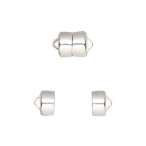 Clasp magnetic 1pkg6 sterling silver, 8.6x7.7mm barrel, Mag-Lok® 1-strand