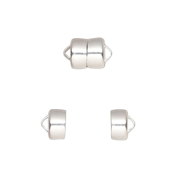 Clasp, Mag-Lok®, magnetic, sterling silver, 8.6x7.7mm barrel. Sold per pkg of 6. image number 0