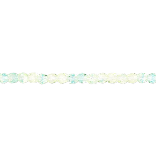 Bead, Czech fire-polished glass, yellow and blue, 3mm faceted round. Sold per 16-inch strand. image number 0