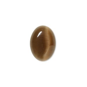 Cabochon, cat's eye glass (fiber optic glass), brown, 18x13mm calibrated oval, quality grade. Sold per pkg of 6.