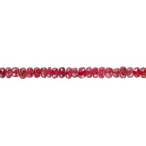 Ruby 1pkg1, hand-cut faceted rondelle bead 13 inch 3x2mm-4x3mm