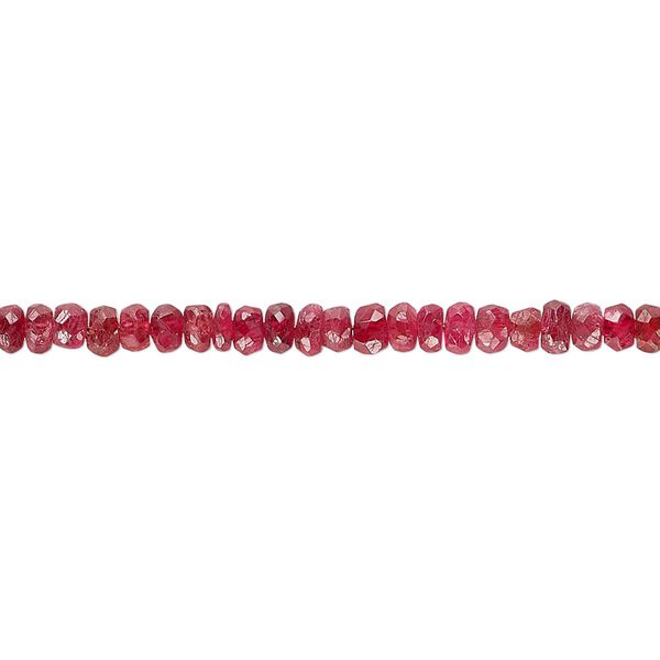 Ruby 1pkg1, hand-cut faceted rondelle bead 13 inch 3x2mm-4x3mm image number 0