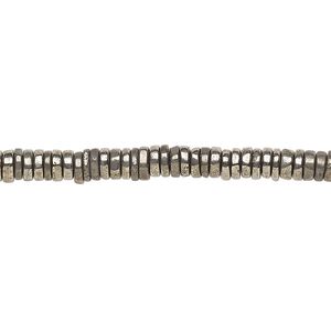 Pyrite 1pkg1, hand-cut rondelle bead natural 8 inch 4x1mm-6x2mm
