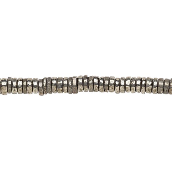 Pyrite 1pkg1, hand-cut rondelle bead natural 8 inch 4x1mm-6x2mm image number 0