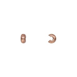 Crimp cover, antique copper-plated brass, 4mm smooth round. Sold per pkg of 500.
