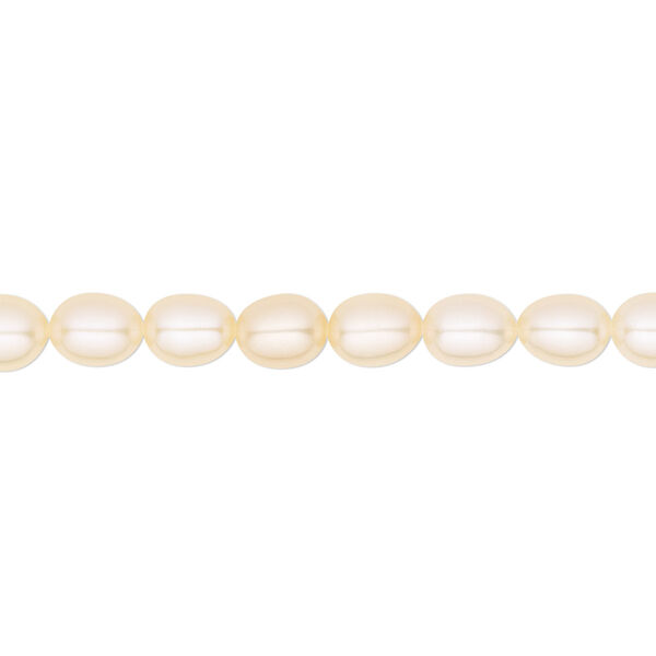 Pearl, White Lotus™, cultured freshwater, peach, 5-5.5mm rice, B grade, Mohs hardness 2-1/2 to 4. Sold per 15-1/2" to 16" strand. image number 0