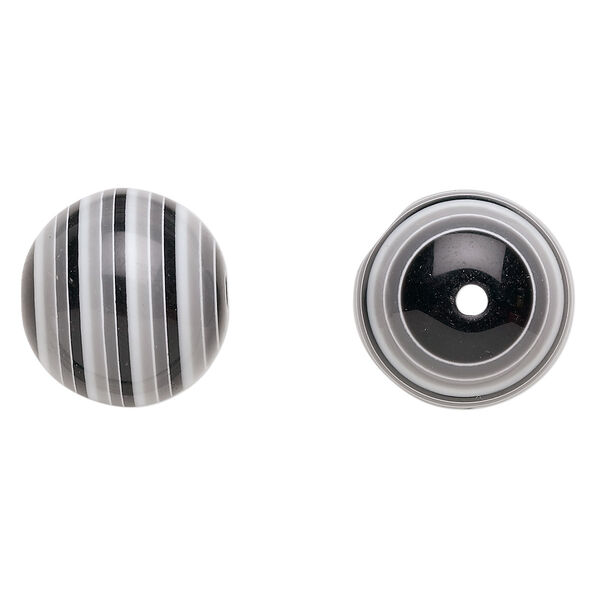 Bead, laminated acrylic, black and grey and white, 20mm round. Sold per pkg of 20. image number 0