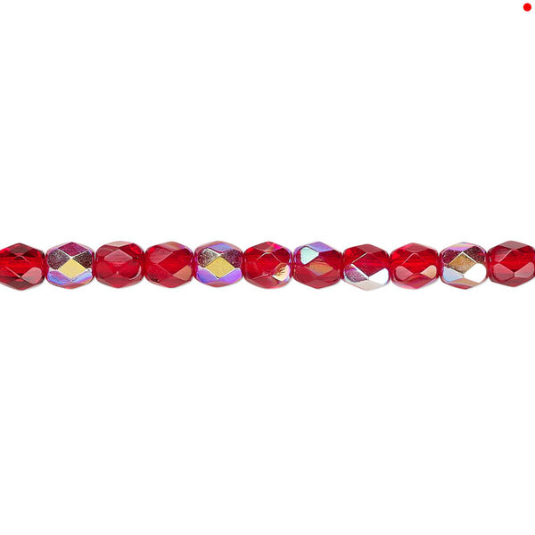 Bead, Czech fire-polished glass, light red AB, 4mm faceted round. Sold per pkg of 1,200 (1 mass). image number 0