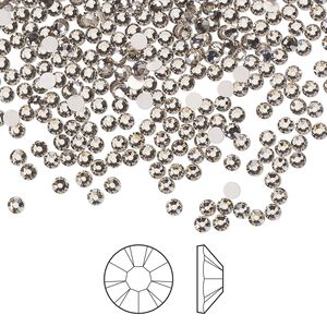 Flat back 144pk black diamond foil back, Preciosa MAXIMA Czech crystal rhinestone 2.1-2.3mm chaton rose round SS7