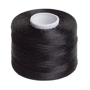 Thread, Nymo®, nylon, black, size O. Sold per 400-yard spool.