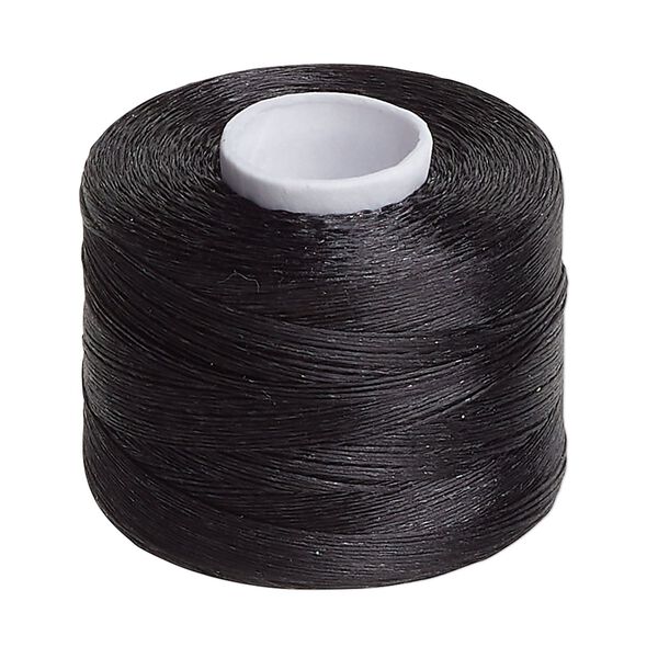 Thread, Nymo®, nylon, black, size O. Sold per 400-yard spool. image number 0