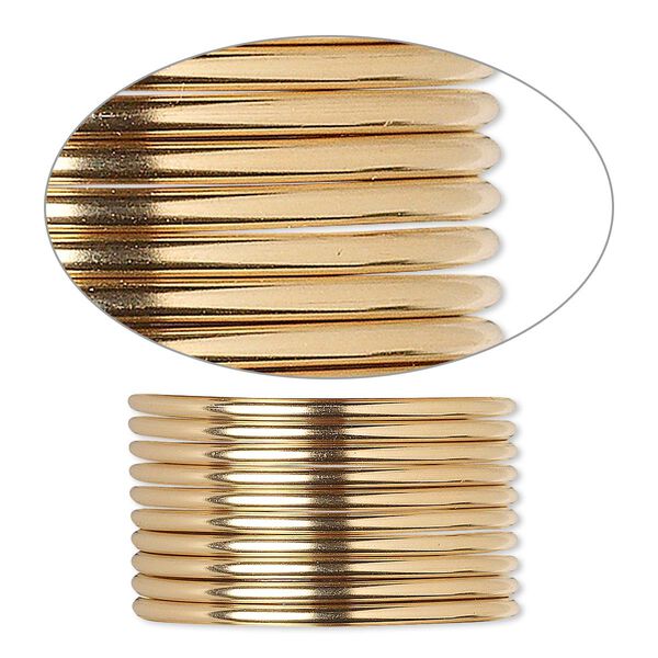 Wire, 12Kt gold-filled, dead-soft, round, 14 gauge. Sold per pkg of 5 feet. image number 0