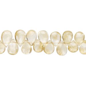 Citrine 1pkg1, hand-cut top-drilled faceted puffed teardrop bead 8 inch 5x4mm-7x5mm