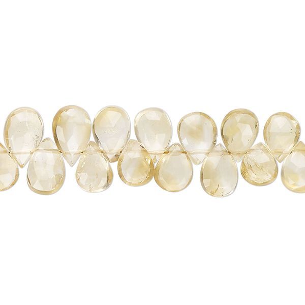 Citrine 1pkg1, hand-cut top-drilled faceted puffed teardrop bead 8 inch 5x4mm-7x5mm image number 0