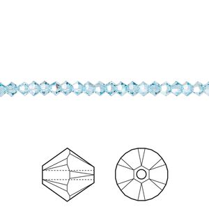 Bead 48pk aquamarine AB, Crystal Passions® 3mm bicone 5328