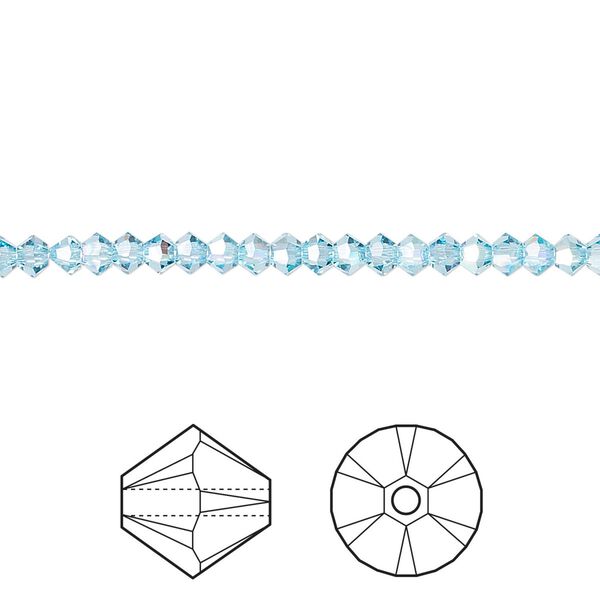 Bead 48pk aquamarine AB, Crystal Passions® 3mm bicone 5328 image number 0