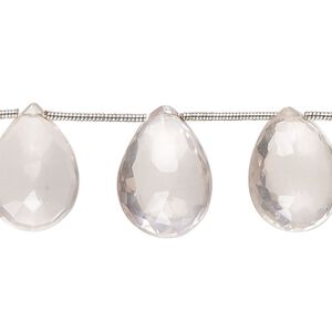 Rose quartz 1pkg11, hand-cut top-drilled faceted puffed teardrop bead natural 13x10mm-18x11mm