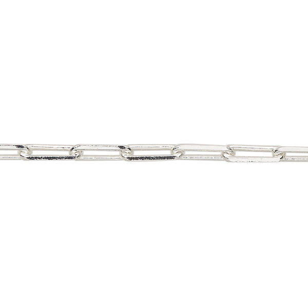 Chain, silver-plated brass, 3.3mm paperclip. Sold per pkg of 50 feet. image number 0