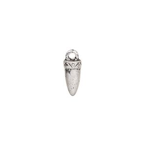 Charm, antique silver-finished "pewter" (zinc-based alloy), 11x5.5mm 3D horn. Sold per pkg of 10.