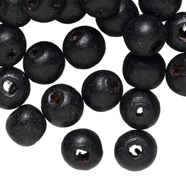 Bead, painted sugar maple (coated), glossy black, 10x8mm hand-cut rondelle. Sold per pkg of 450-500. image number 0