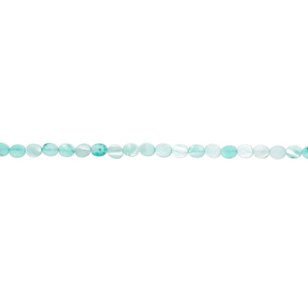 Mother-of-pearl shell 1pkg1, flat oval bead 15 inch teal blue 10x8mm image number 1