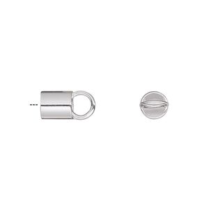 Cord end, glue-in, sterling silver, 7x6mm, 5mm inside diameter. Sold individually.