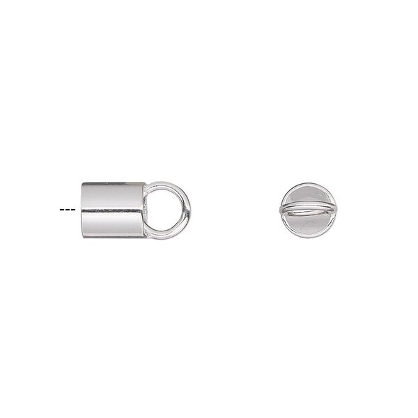 Cord end, glue-in, sterling silver, 7x6mm, 5mm inside diameter. Sold individually. image number 0