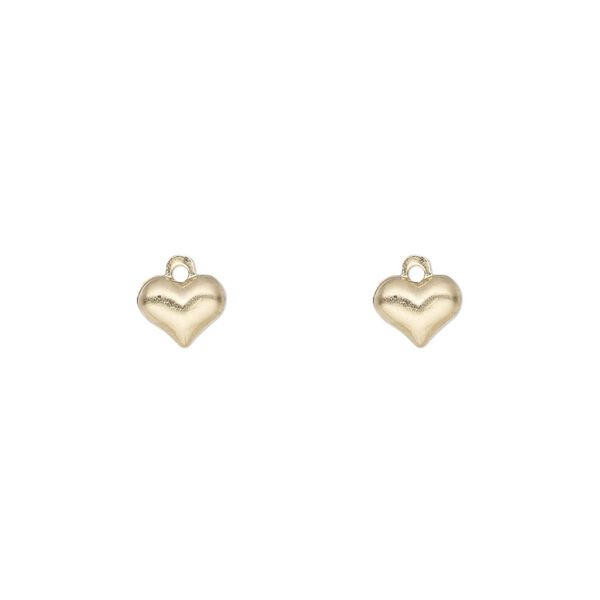 Charm, 14Kt gold-filled, 6x5mm single-sided puffed heart. Sold per pkg of 2. image number 0