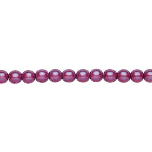 Bead, Czech pressed glass, pearlized purple, 4mm round. Sold per 15-1/2" to 16" strand, approximately 100 beads.