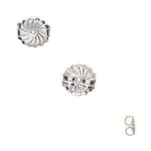 Earnut 1pkg4 sterling silver-filled, 9x4.5mm swirled / monster, 2 pair