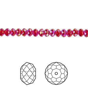 Bead 720pk light Siam shimmer 2X, Swarovski® 4x3mm rondelle 5040