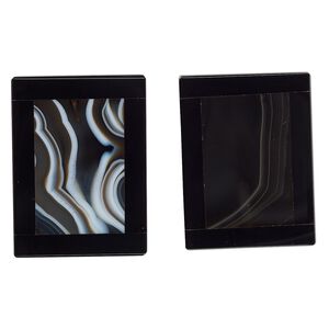 Black onyx 1pkg1, top-drilled flat rectangle bead 39x29mm-41x30mm