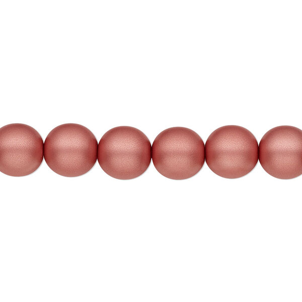 Bead, Czech pearl-coated glass druk, opaque matte dusty rose, 8mm round. Sold per 15-1/2" to 16" strand. image number 0