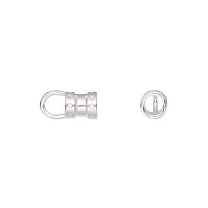 Crimp, silver-plated brass, 7x6mm tube with loop, 3.7mm inside diameter. Sold per pkg of 10.