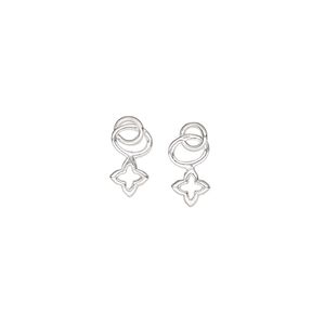 Charm, sterling silver, 5mm single-sided open flower. Sold per pkg of 2.