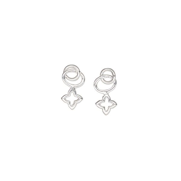 Charm, sterling silver, 5mm single-sided open flower. Sold per pkg of 2. image number 0