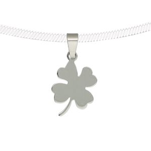 Pendant, stainless steel, 18x14mm two-sided matte and shiny 4-leaf clover. Sold individually.