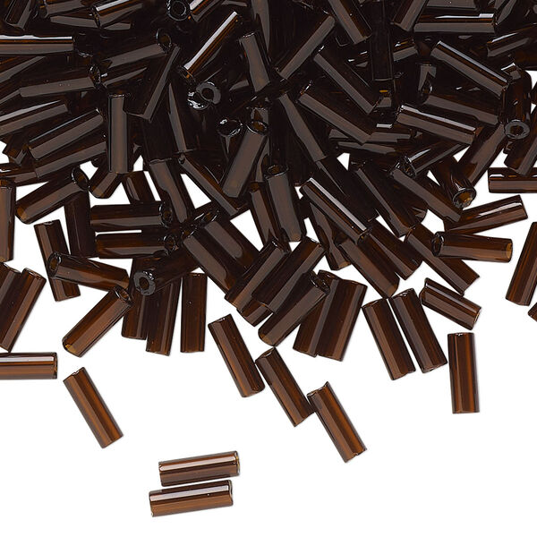 Bead, Preciosa Ornela Czech glass, bugle bead, pkg/50g, 1/4 inch, transparent root beer, (10140). image number 0