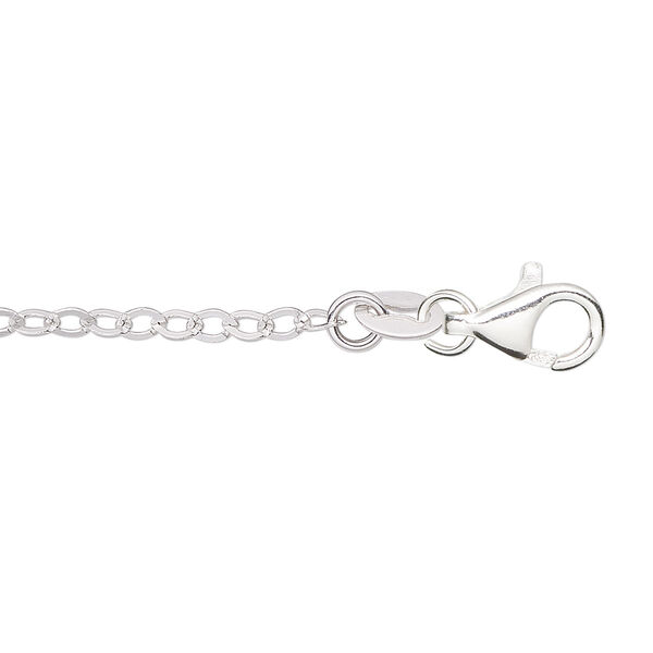 Chain, sterling silver, 2.5mm flat oval cable, 7-1/2 inches with lobster claw clasp. Sold individually. image number 0
