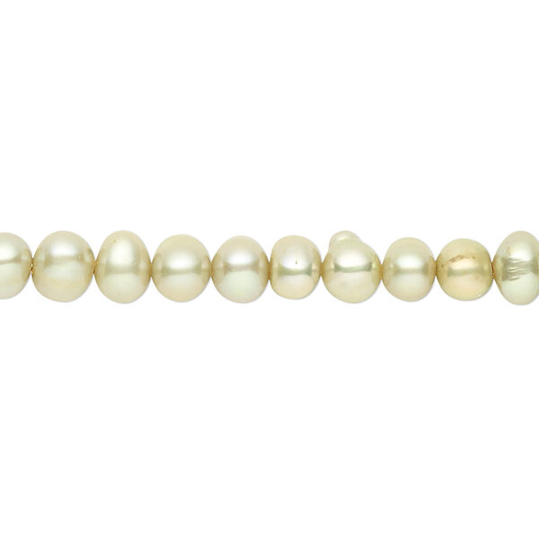 Pearl, cultured freshwater (dyed), pistachio, 4-5mm semi-round, C grade, Mohs hardness 2-1/2 to 4. Sold per 16-inch strand. image number 0