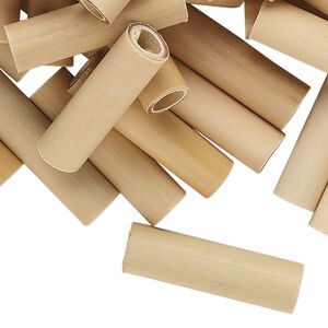 Bead, bamboo, brown, 26x6mm-27x8mm round tube. Sold per pkg of 100.