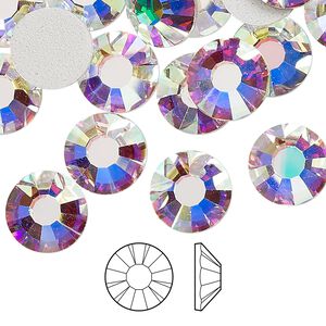 Flat back 12pk crystal AB foil back, Preciosa MAXIMA Czech crystal hotfix rhinestone 10.91-11.3mm chaton rose round SS48
