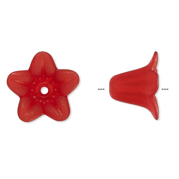 Component, acrylic, translucent frosted red, 17x12mm flower. Sold per pkg of 100. image number 0