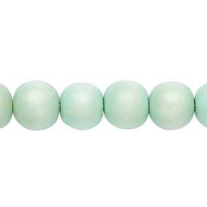 Bead 1pkg1, Taiwanese cheesewood (dyed / waxed), seafoam, 9-10 round, 15-1/2 to 16 inches.